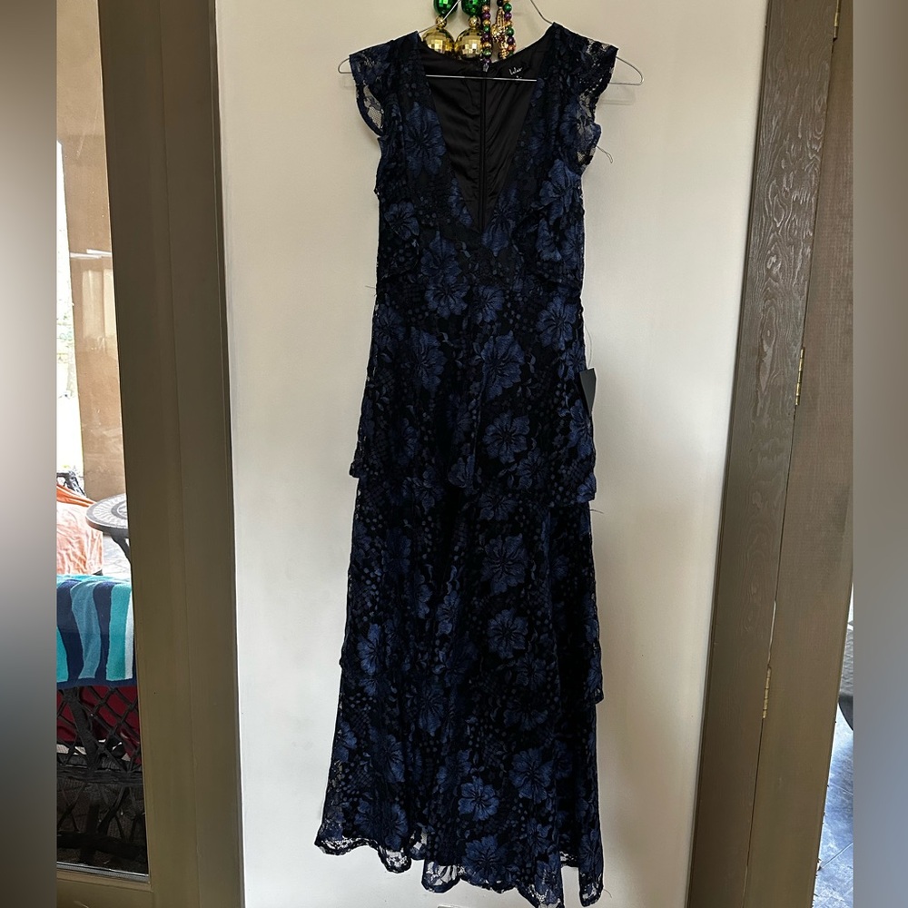 NWT Blue and black Lulu’s gown size Small